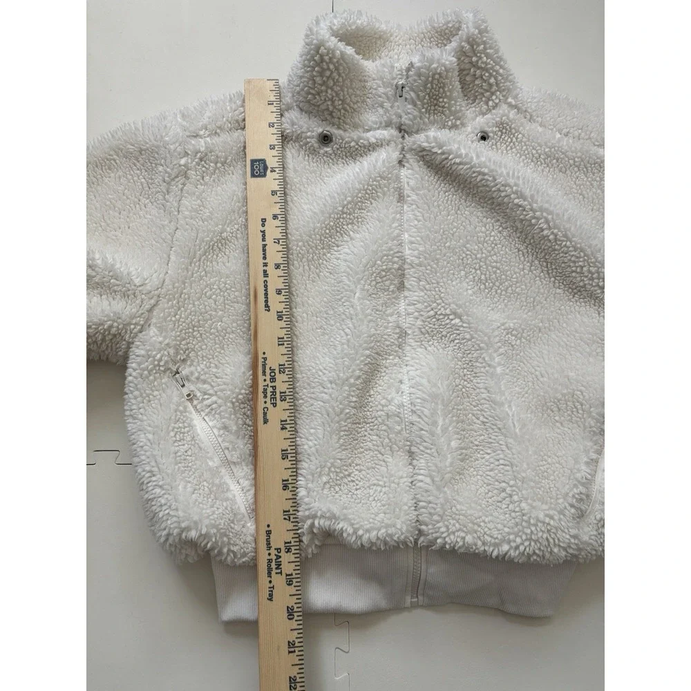 ALO Yoga Foxy Sherpa Jacket Womens Fleece Bomber Teddy Zip - Size XS Ivory White